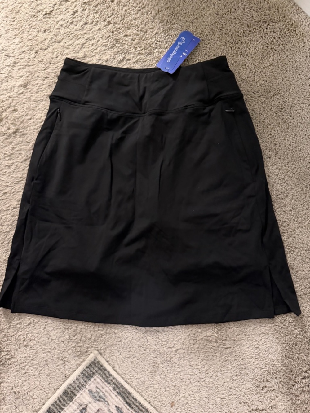 NWT Black Women's Active Midi Skort with Zip Pockets